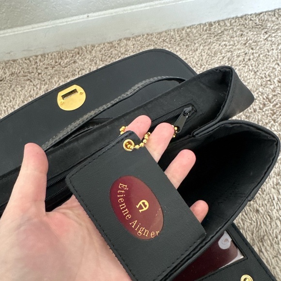 Etienne Aigner Leather Purse -  Black with Gold Hardware - Picture 8 of 16